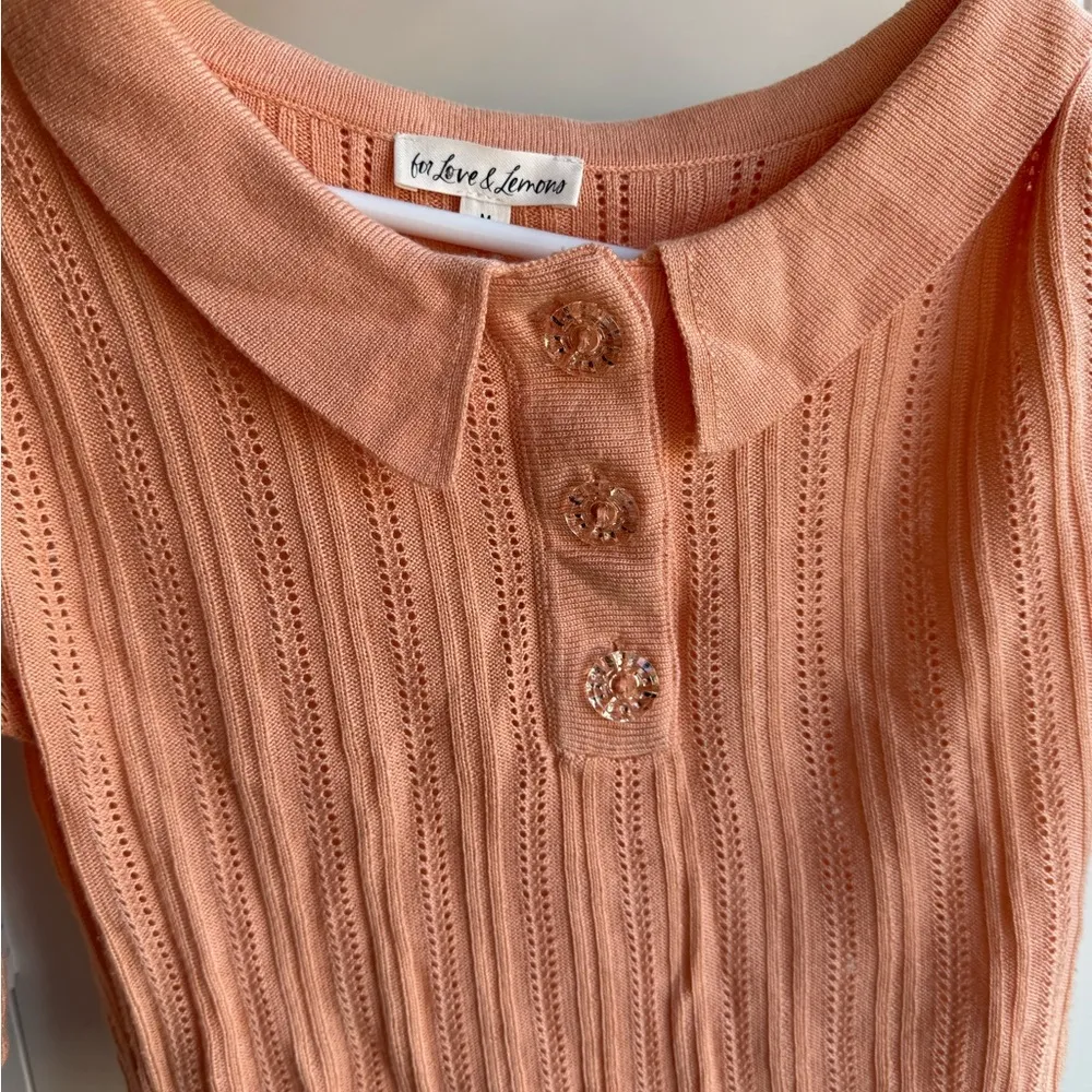 For Love And Lemons Peach Knit Collared Crop Top size M - Image 5