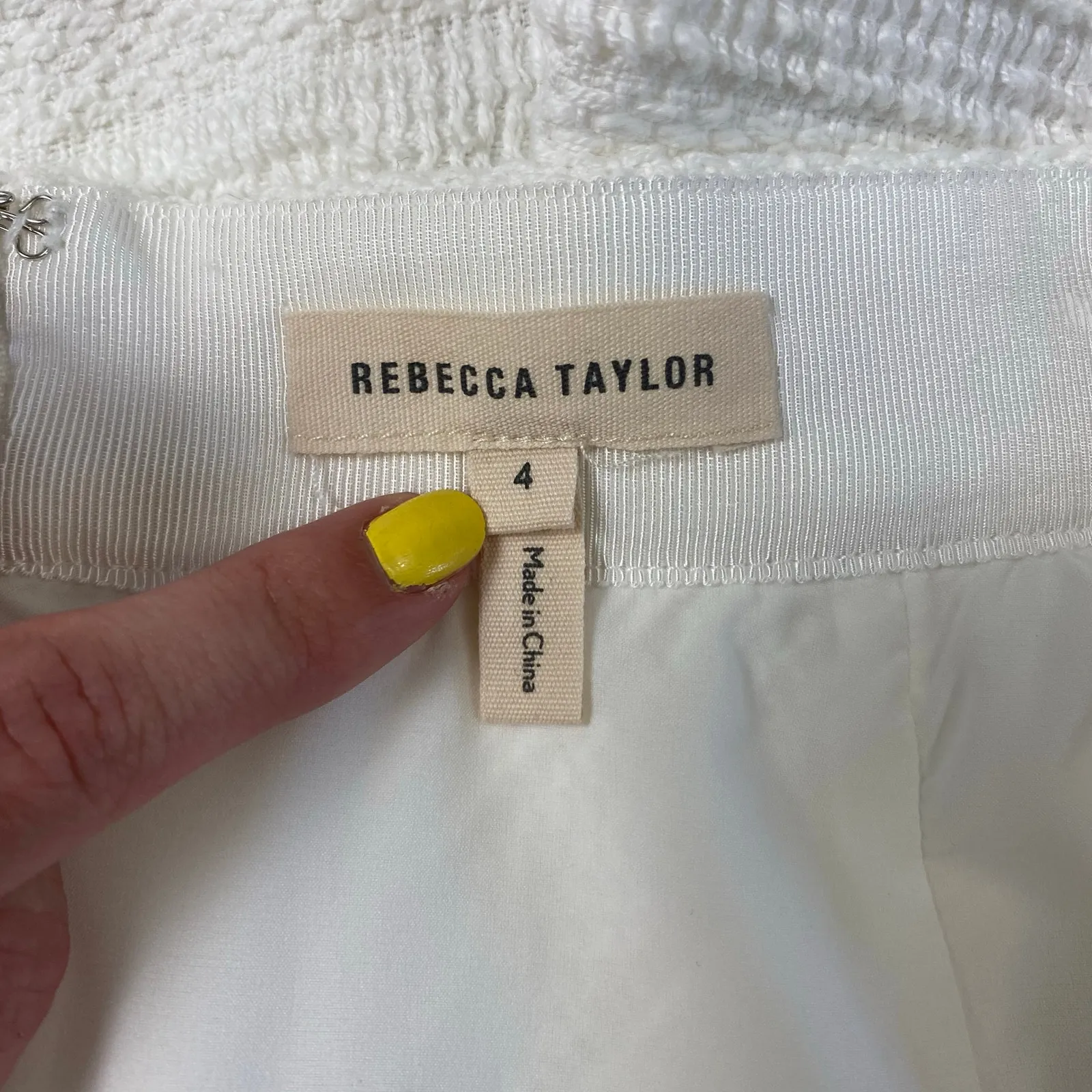 Rebecca Taylor Tweed Frayed Hem Skirt Womens‎ Size 4 Ivory Boho - Image 2