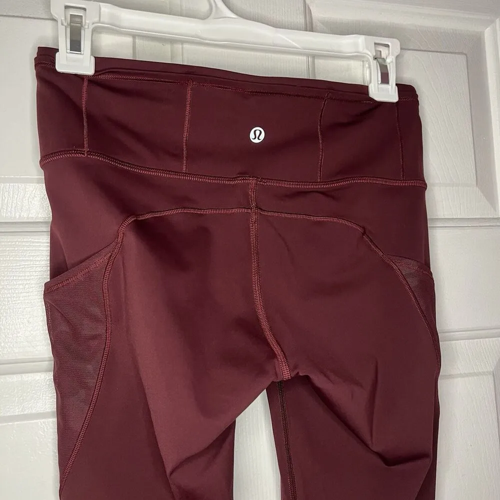 Lululemon Legging Women's Size 8 Maroon Red Fast Free High-Rise Crop 23" Mesh - Image 3