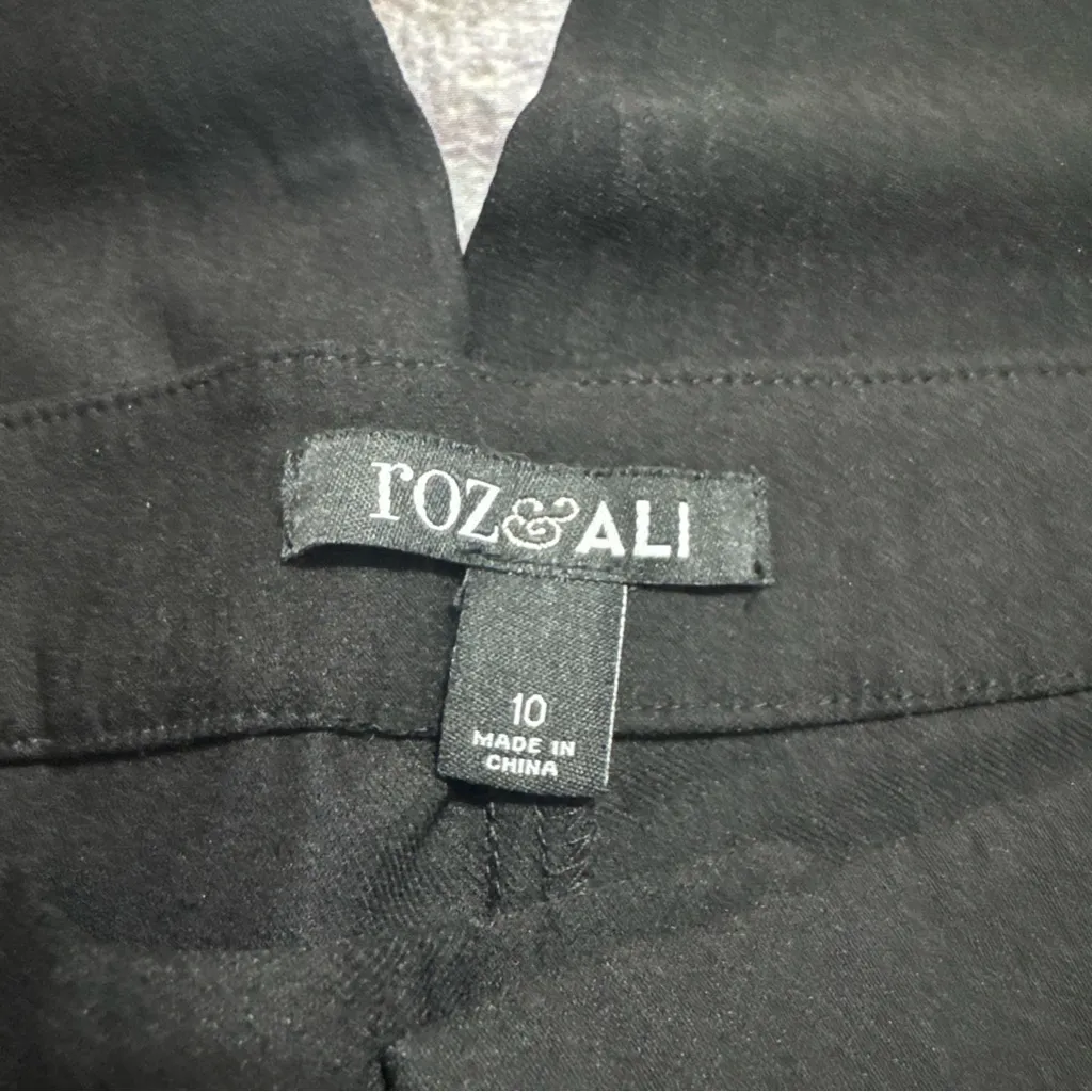 Roz & Ali Black Dress Pant with Leopard Accent - Image 2