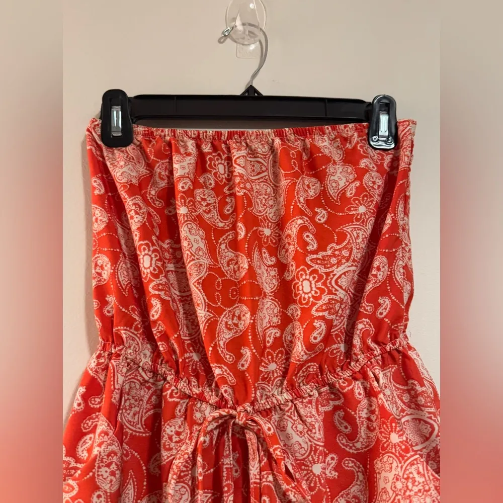 EUC BeBop Blue and Red Floral Paisley Print Romper size XS - Image 2