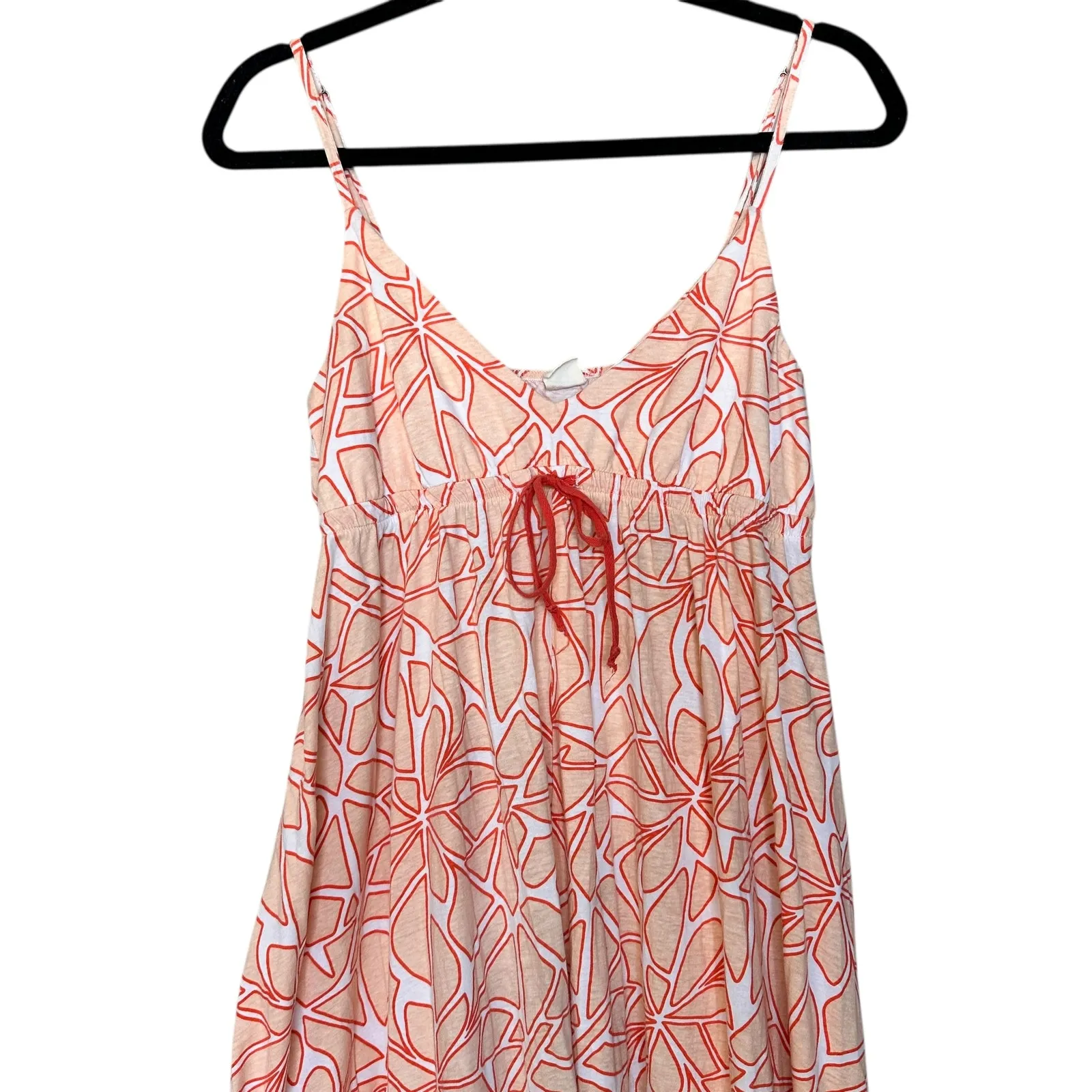 Roxy Geometric Print Empire Waist Jersey Maxi Sundress Sz Large Coral Boho Vaca - Image 4