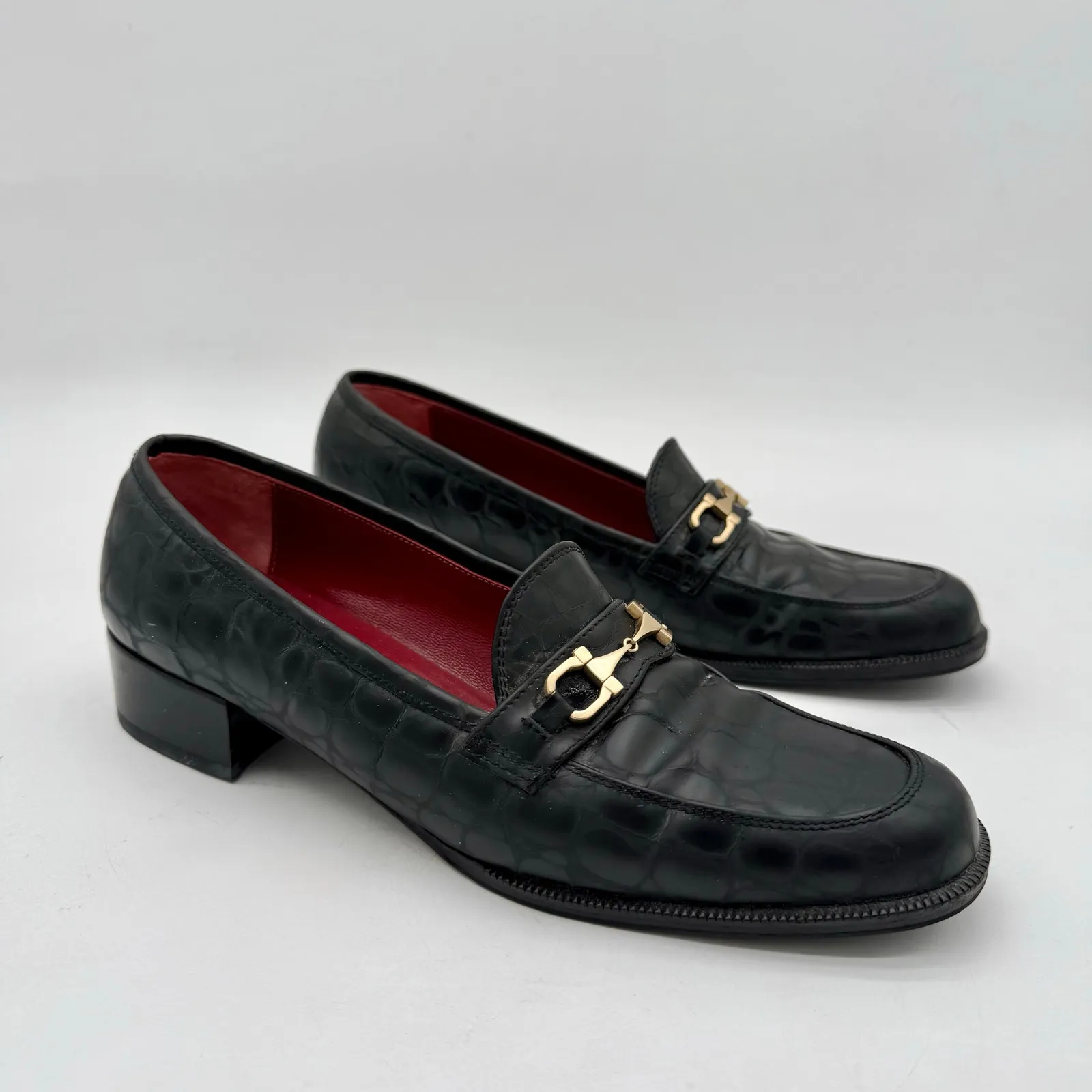 Salvatore Ferragamo Sport Black Horsebit Loafers Women's 7 4A Ultra Narrow - Image 2