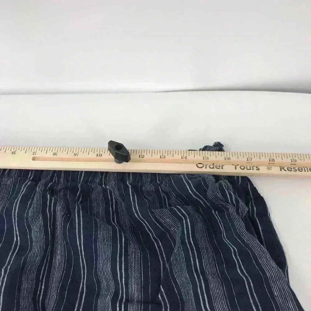 ELLEN TRACY SKIRT WOMENS LARGE 100% LINEN PAPERBAG WAIST STRIPED SUMMER CASUAL - Image 6