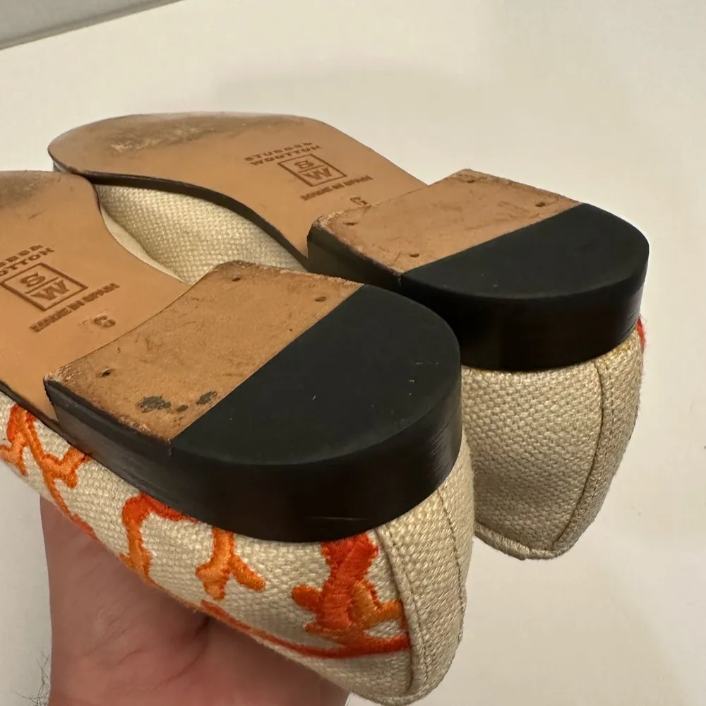 Stubbs & Wotton “Tree Branch" Tweed Slippers Loafers in Tan/Orange 6.0 Orange - Image 7