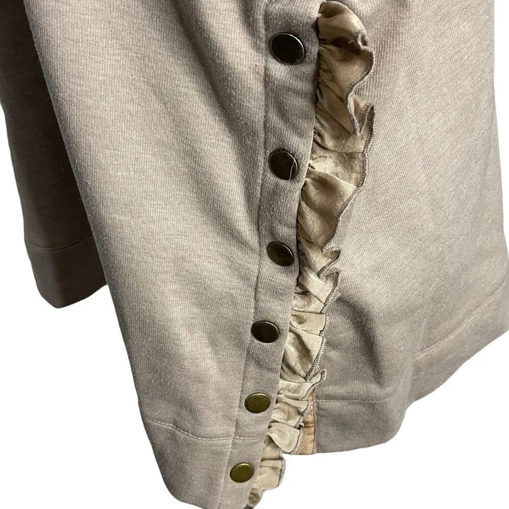 amaryllis by Ashlee Nichols Tan Ruffle Snap Hoodie Sweatshirt Size Large - Image 3