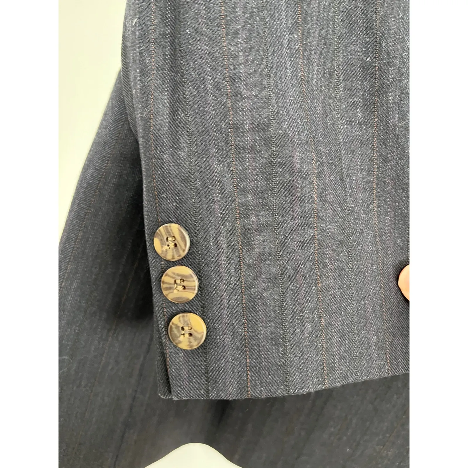 Vintage harve‎ Benard Pinstripe Wool Skirt Suit Petite Blazer Set Size 8 - Image 4