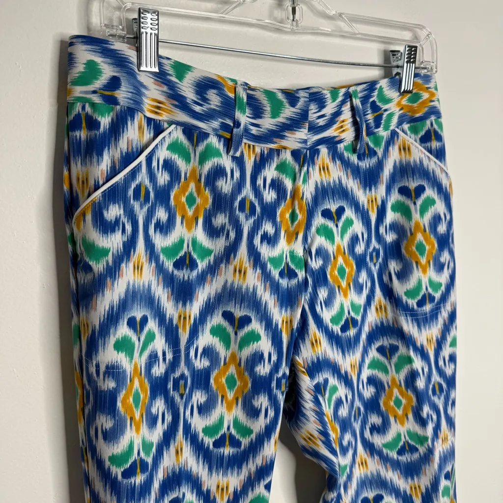 Peter Millar Wicking Pants Women's 6 Cropped Golf Cotton Blend Blue White - Image 2