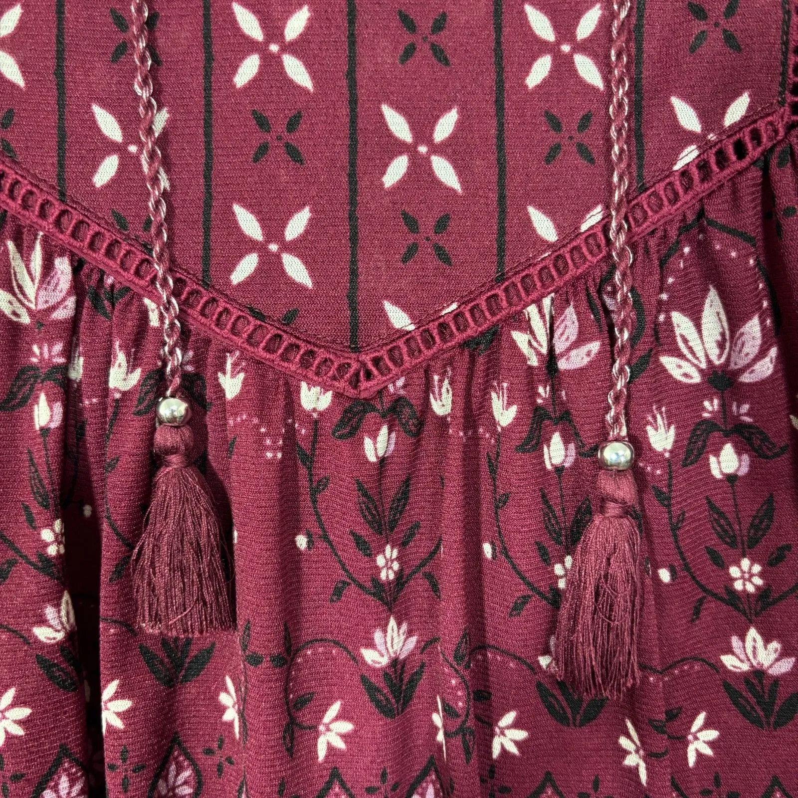 Style & Co Top Womens Petite M Burgundy Boho Retro Festival Folk Indie Feminine Pink Size undefined - Image 4