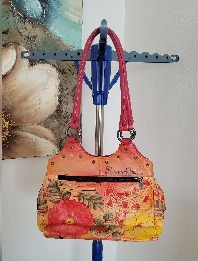 Anuschka Red Dahlia Leather Shoulder Bag - Image 2