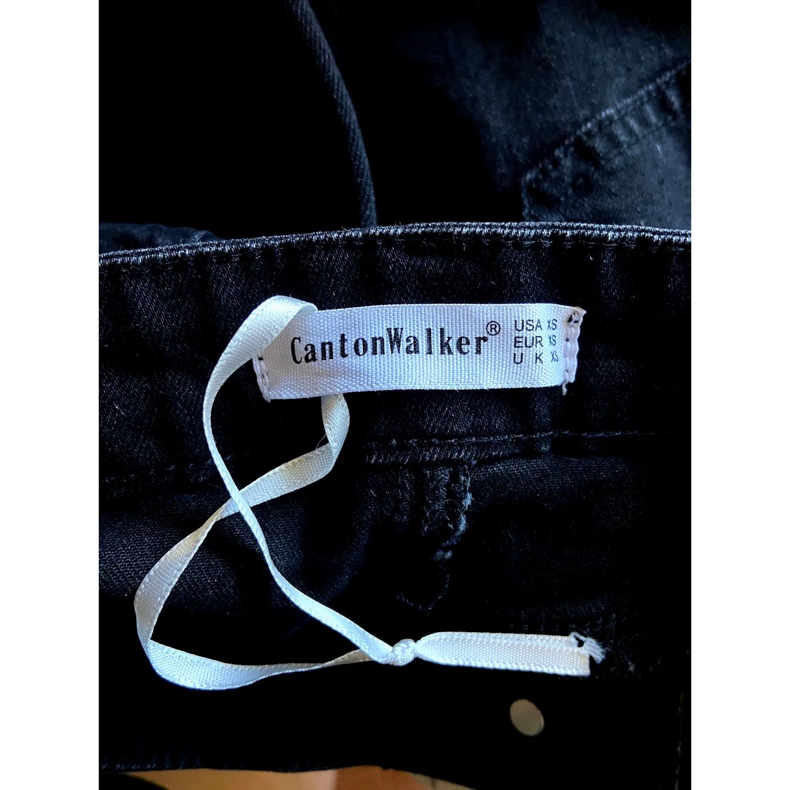 Canton Walker Black Denim Distressed Hem Jean‎ Mini Skirt XS Festival Western - Image 7