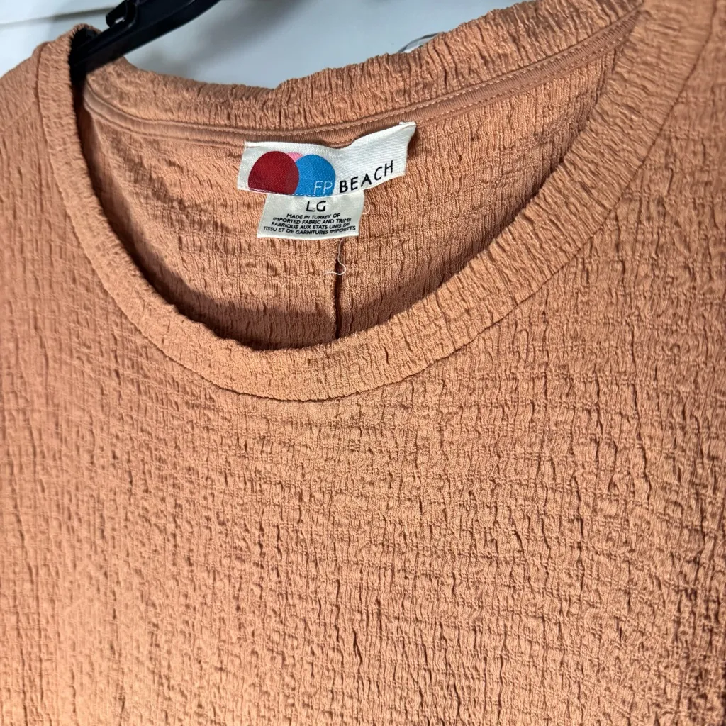 Free People Beach Marni Tunic Blouse Dress in Lovely Leo Orange Tan - Image 3