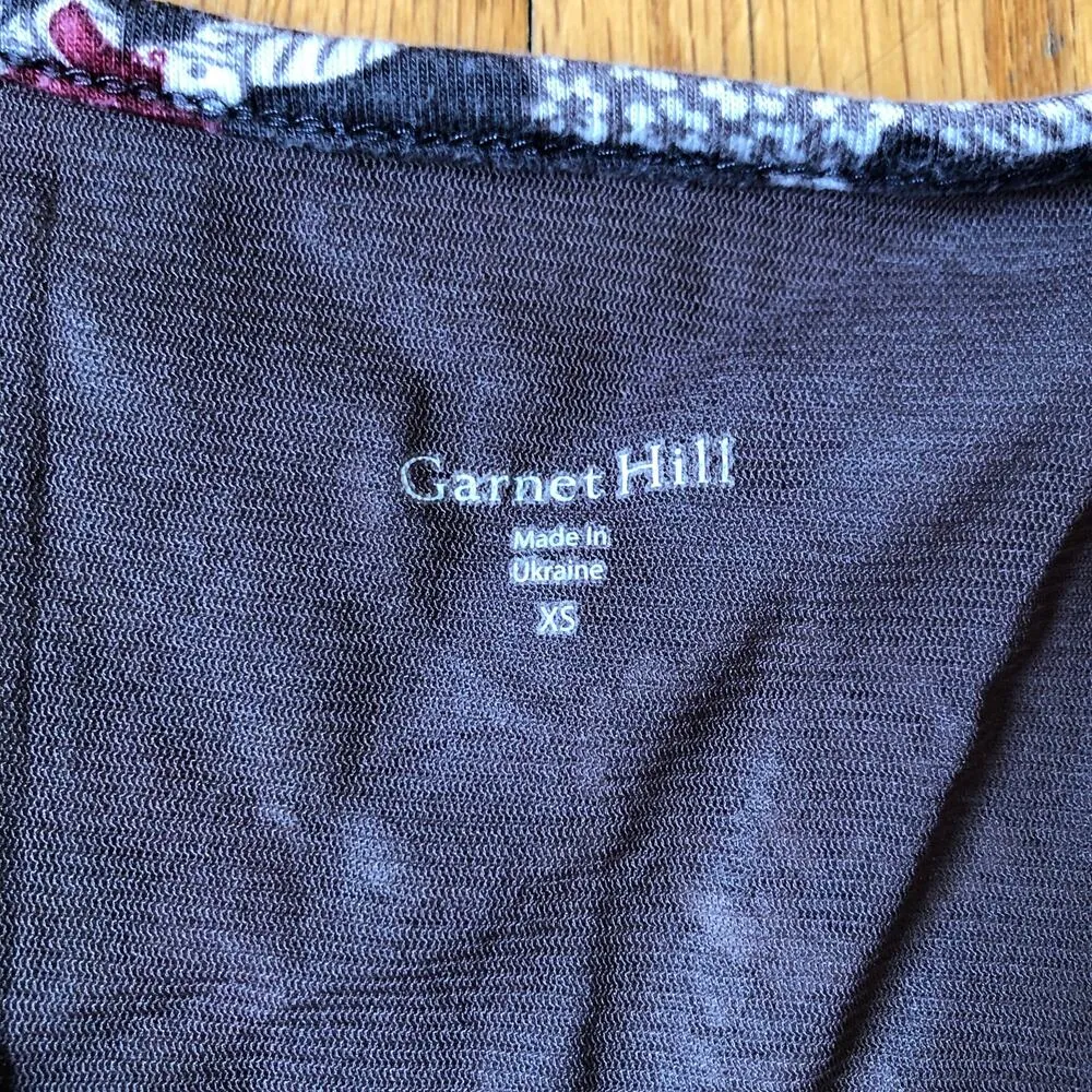 Garnet Hill EUC Women's Brown/Taupe Brianna Tencel Floral Knit Wrap Dress XS - Image 5