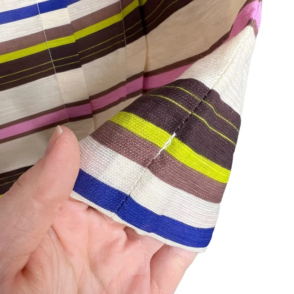 LOFT Multicolored Striped Pleated Rayon Blend A Line Skirt - Image 4