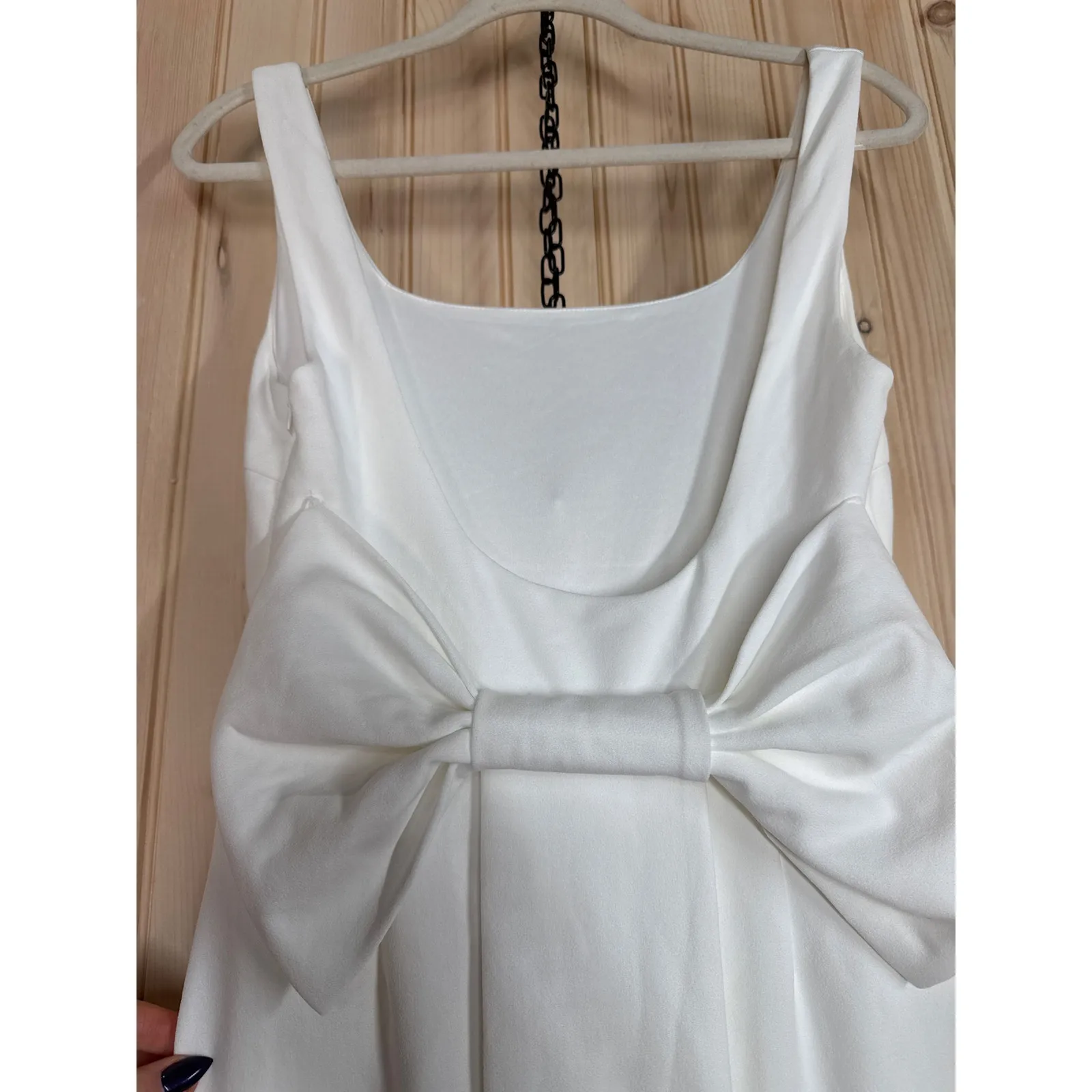 NWT Lulus Loving Fate White Bow Square Neck Backless Maxi Dress Wedding Bride M - Image 8