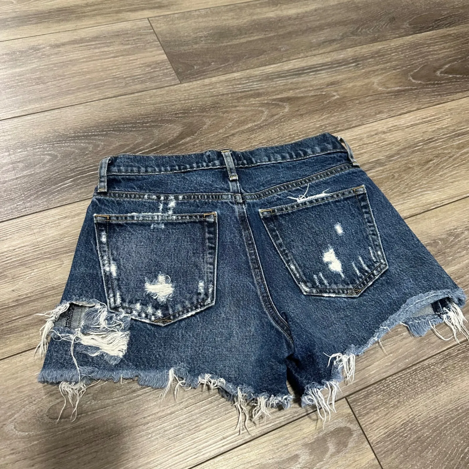 Agolde Parker Vintage cut off shorts distressed dark wash denim size 25 festival - Image 5
