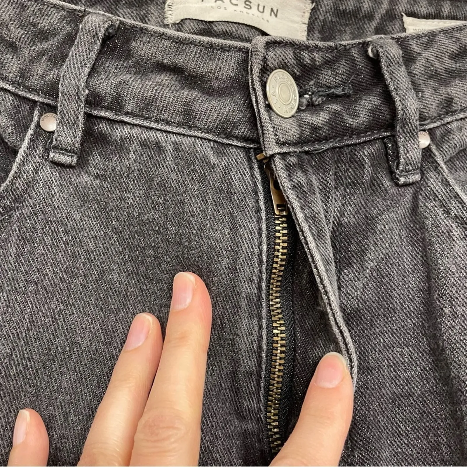 Pacsun Grey High Rise Mom Jeans Womens 23 Denim Casual Zip Fly 90s Style - Image 6