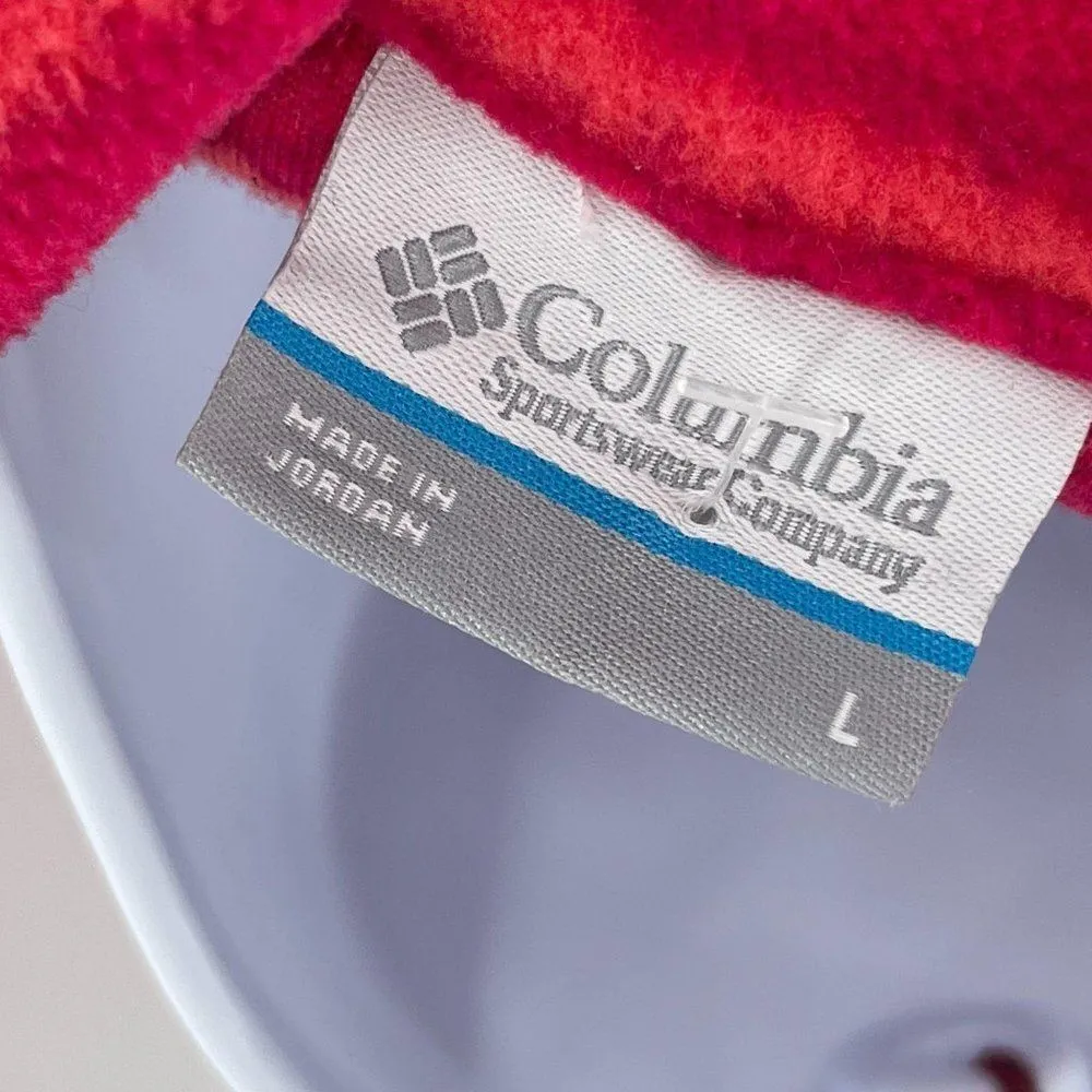 2/$30 Columbia Quarter Zip Up Striped Pink Fleece Sweatshirt Pullover Top Y2K - Image 6
