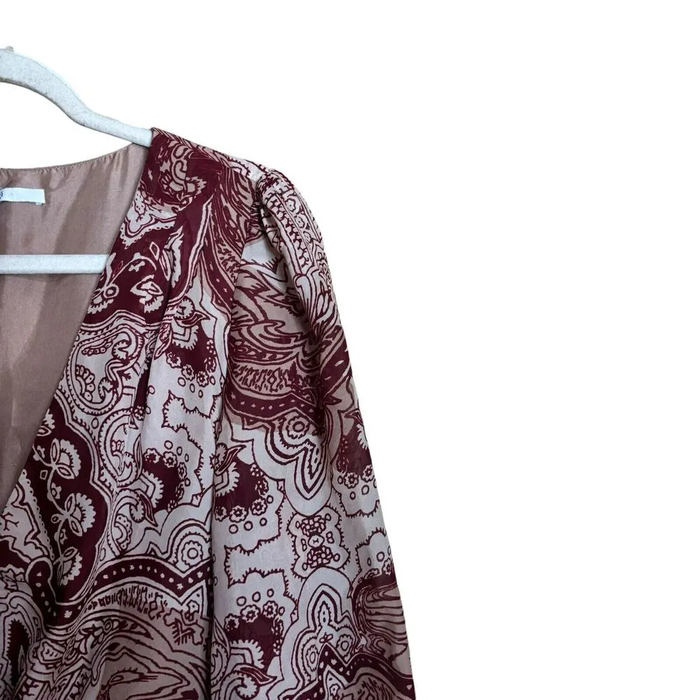 Tibi Surplice Dress Womens 12 Multicolor Paisley Floral Print Silk Cocktail - Image 4