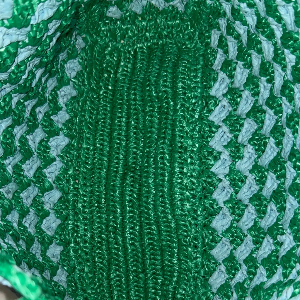 Kate Spade Green and Blue Raffia Tote - Image 6