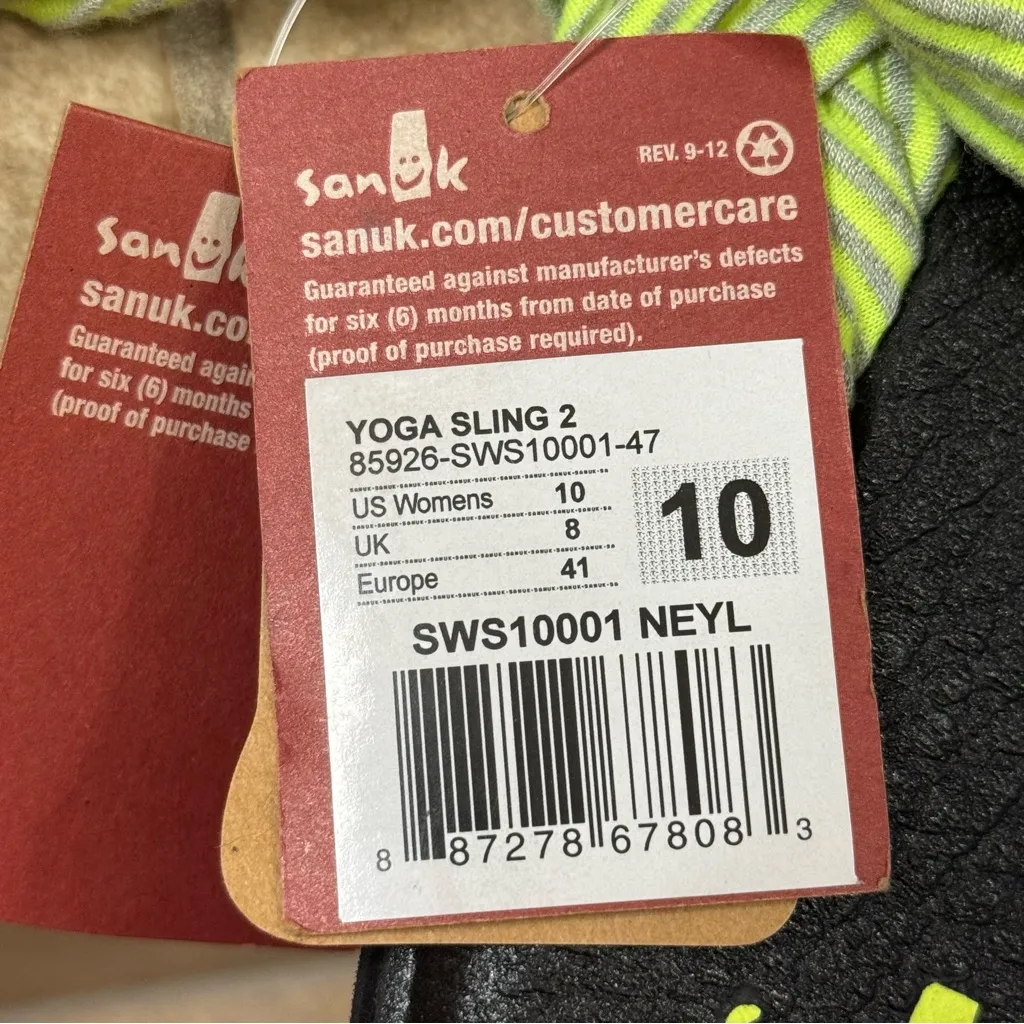 Sanuk Women's Size 10 Yoga Mat Sling 2 Yellow Stripe Flip Flops Sandals SWS10001 - Image 5