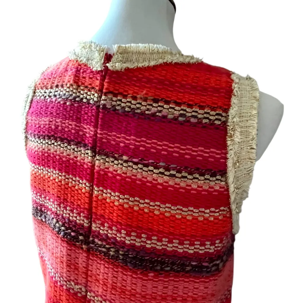 Vilagallo Dress Small Tweed Classic Retro 60s Style 40 Made in Europe Gold Boho Red - Image 8