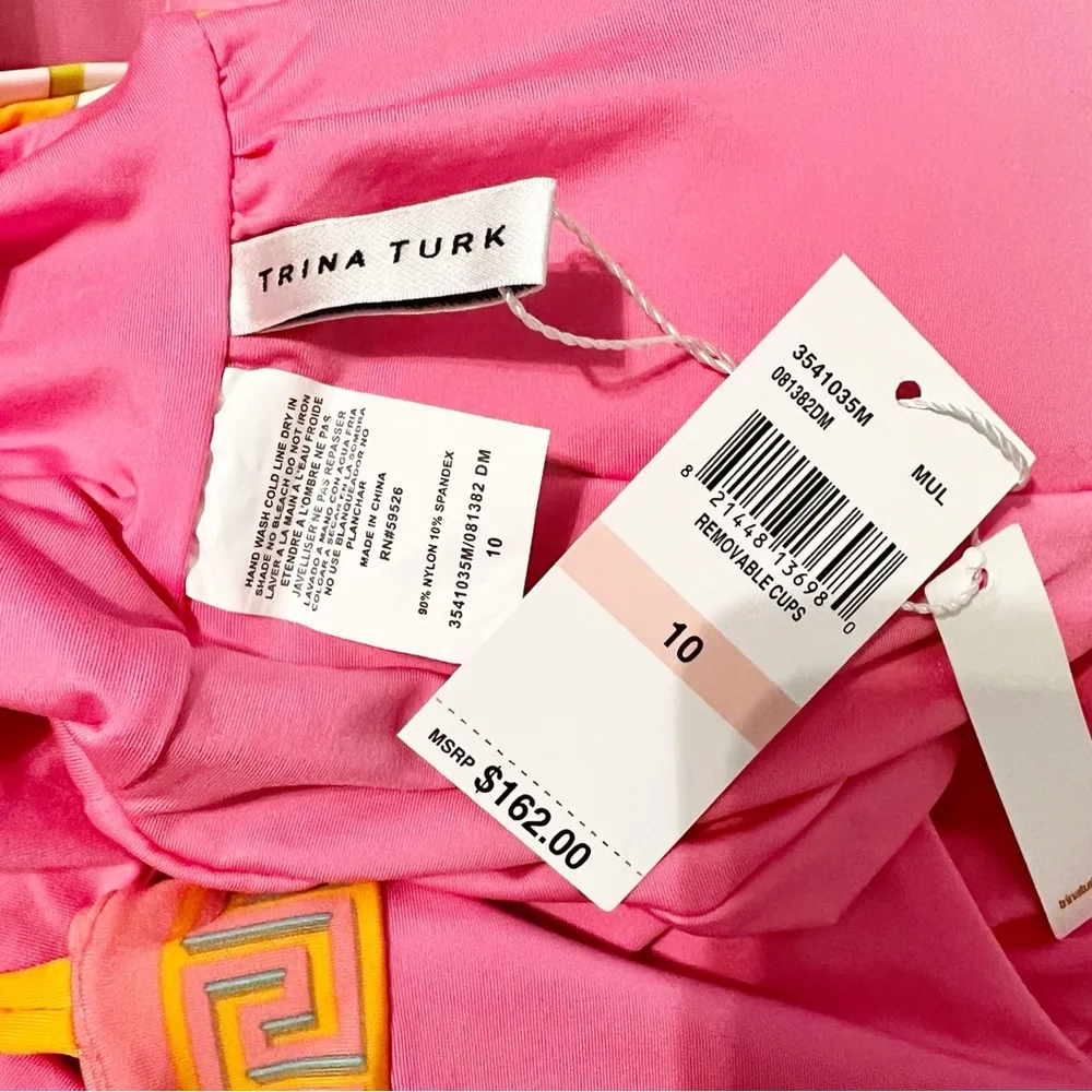 TRINA TURK PLAYA DE FLOR PLUNGE MAILLOT ONEPIECE SWIMSUIT 10 NWT - Image 4