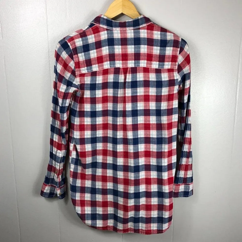Madewell Red White & Blue Ex-boyfriend Emmett Check Pattern Button Shirt-XS - Image 9