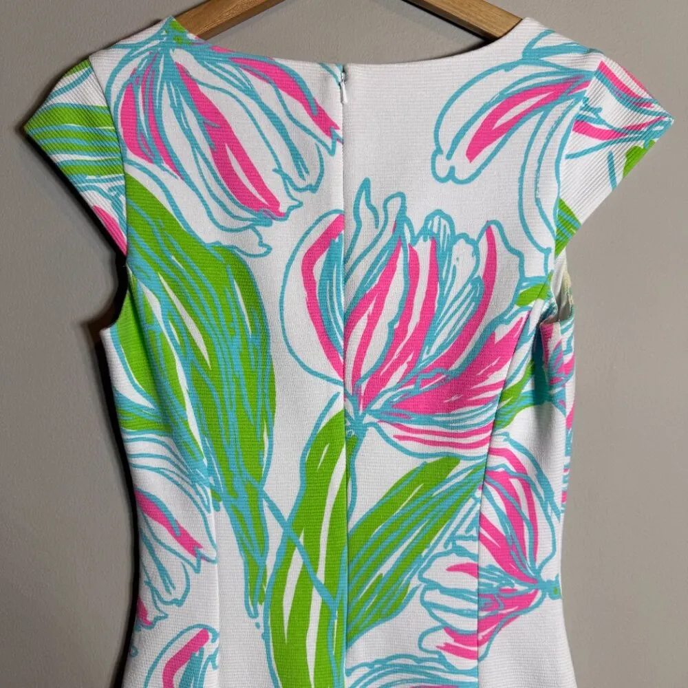 Lilly Pulitzer Ring the Bellboy Floral Shift Dress Women's Small Tulips Colorful - Image 9