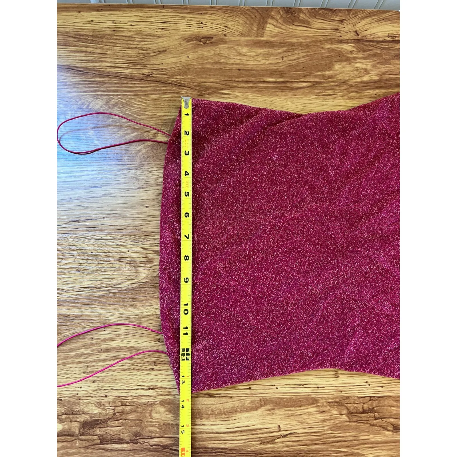 MESHki Thin Strap Shimmer Mini Dress Pink Bodycon Party Clubwear Size M Sparkly - Image 8