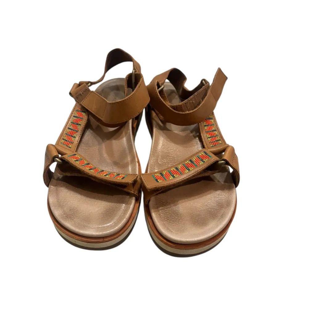 Merrell Juno Strap Tobacco Leather Size 8 Beaded Accent Brown Shoes Sandals - Image 4