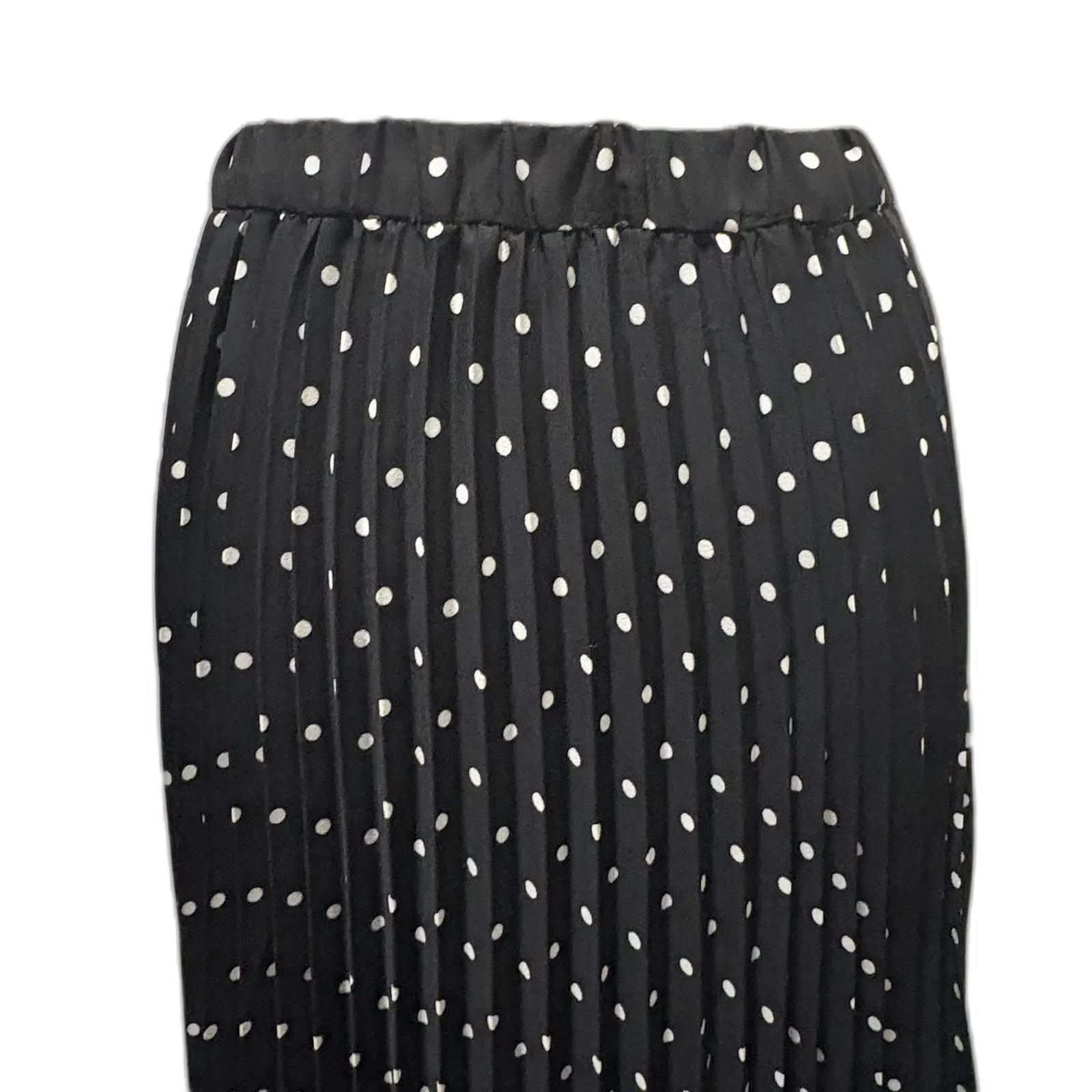 Anne Klein Micro Pleated Midi Skirt‎ Black Polka Dot Retro Femme Modest Size XS - Image 2