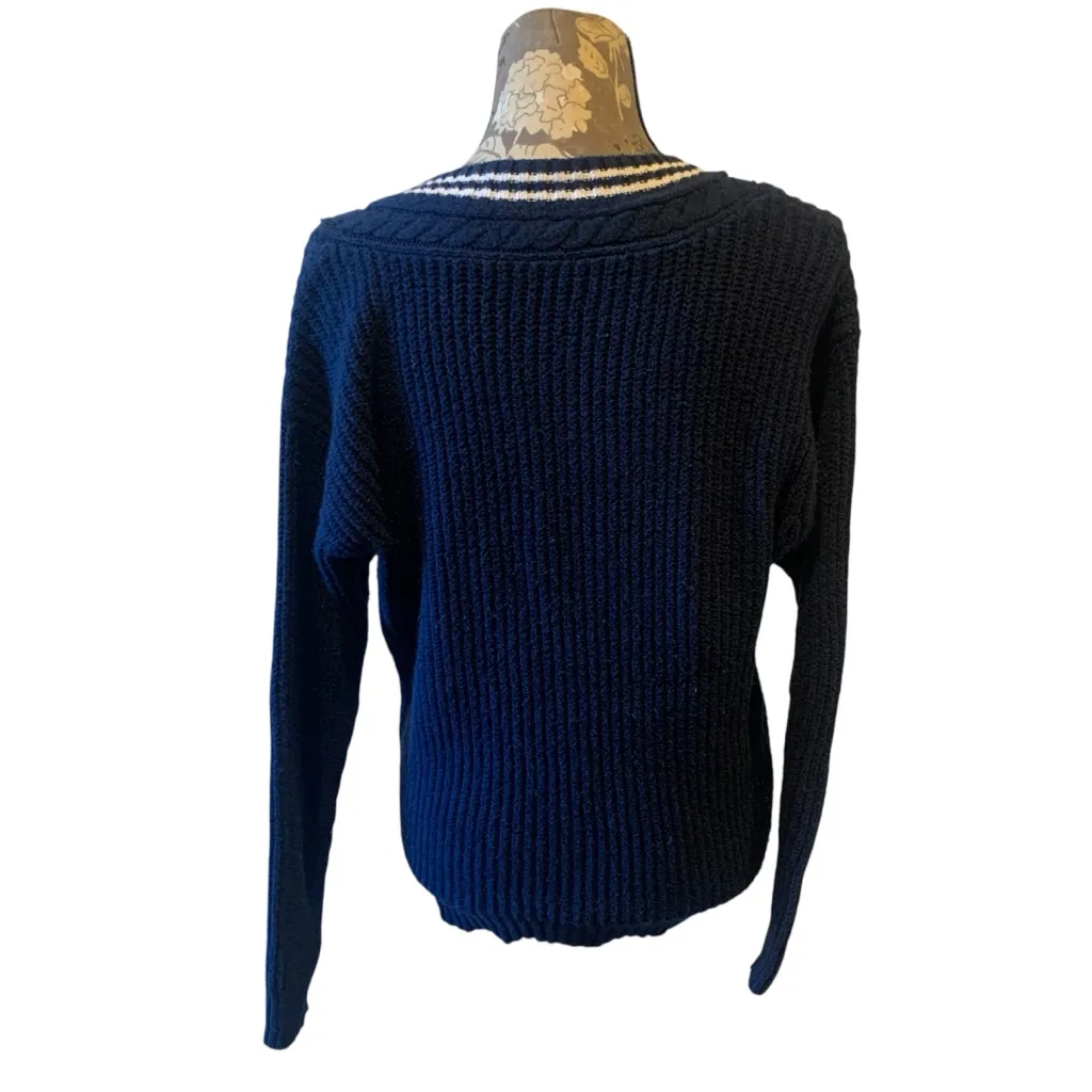 AMERICAN EAGLE Navy Blue V Neck Knit Sweater small - Image 4
