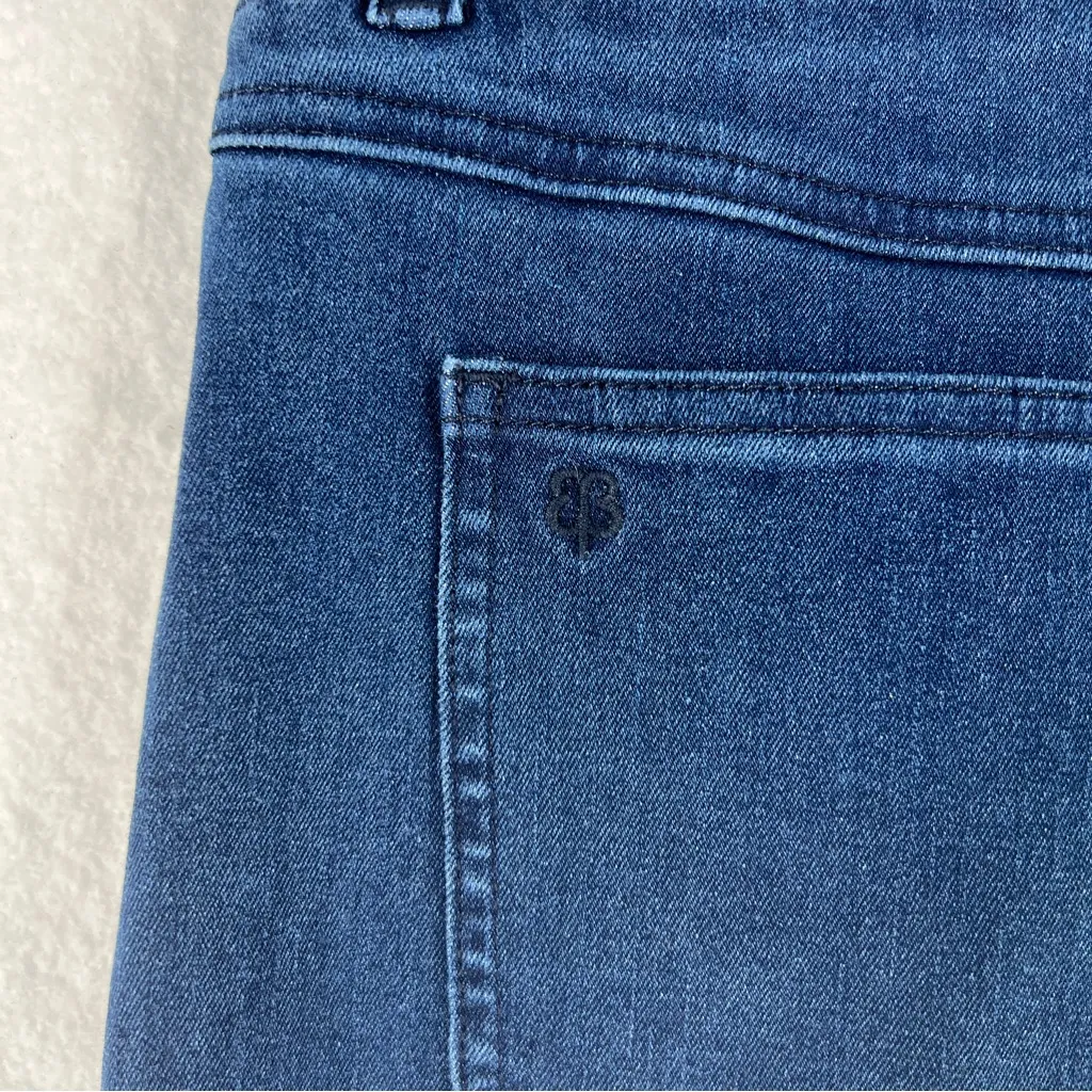 Betabrand Stretch Blue Pull On Yoga Denim High Rise Wide Leg Pants Size M - Image 8