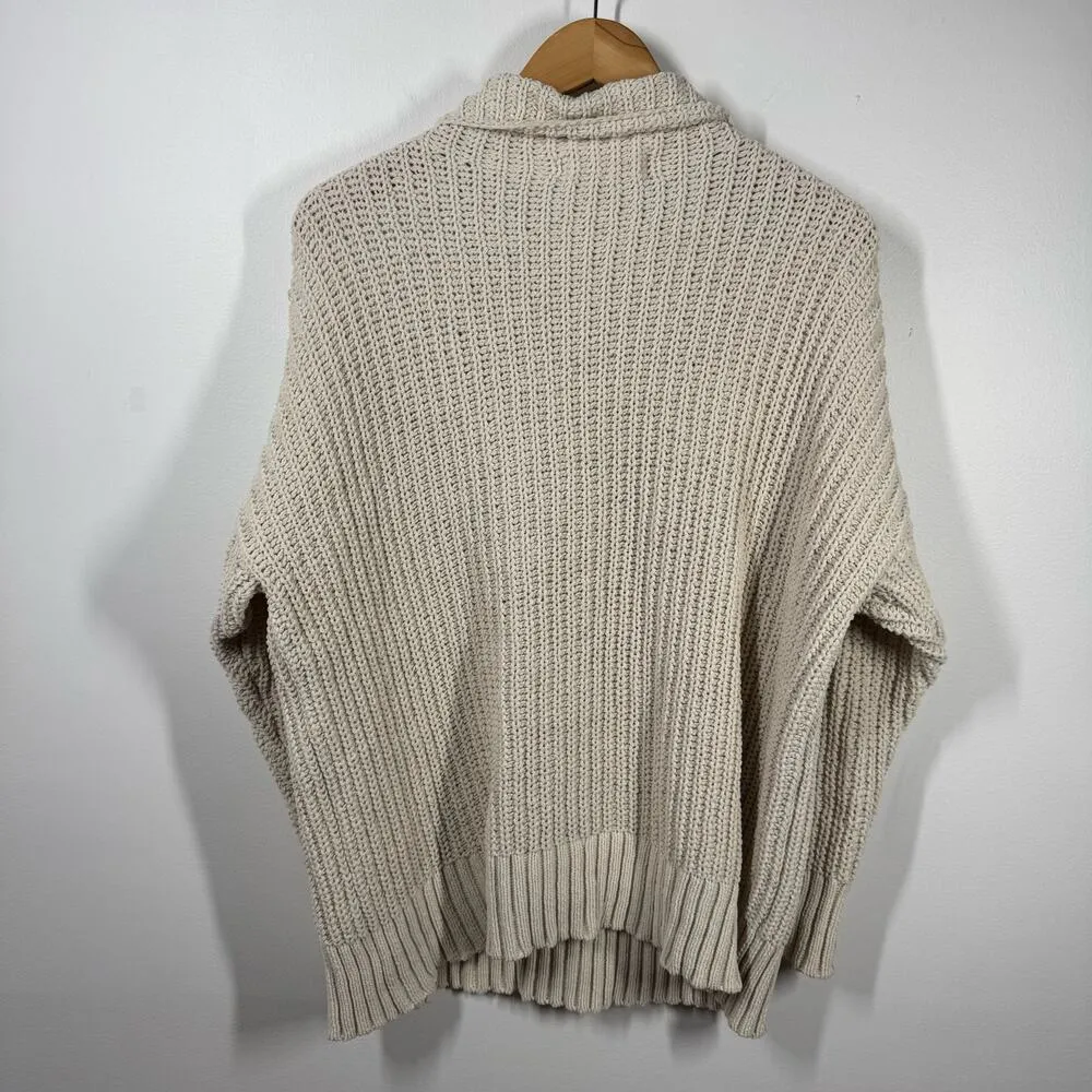 Zara Knit Sweater Women S Cream Crochet Turtleneck Long Sleeve Spring Minimal - Image 2