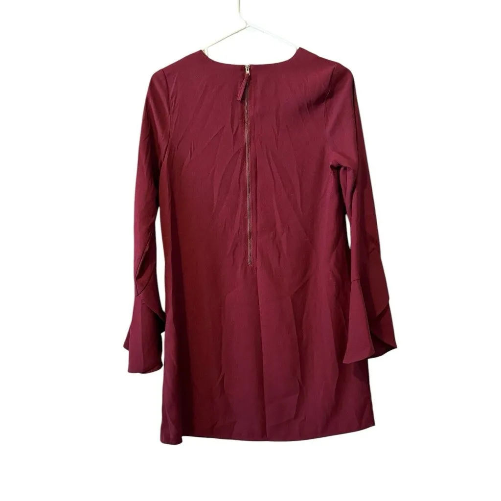Naked Zebra Burgundy Dress Style# MD110145 Size Small‎ Flare Sleeves Modern Boho - Image 2