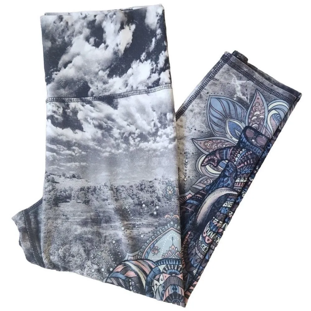Evolution and Creation‎ 7/8 Leggings Whimsical Elephant Yoga Multi Size Large - Image 2