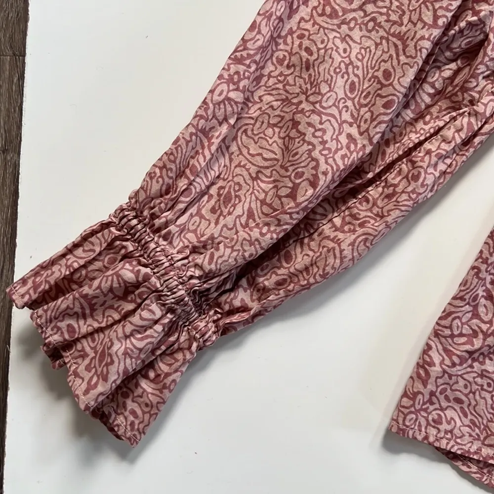 Uniqlo X Anna Sui Women’s Floral Cotton Peasant Blouse Casual Top Size Small - Image 5