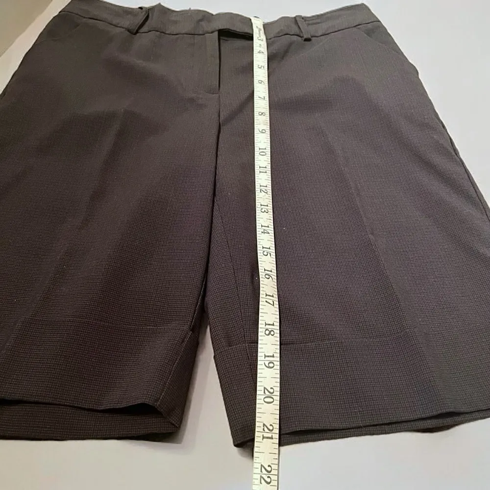 Women’s Dark Grey Office Bermuda Shorts Mid-Rise Flat-Front Zip - Image 10