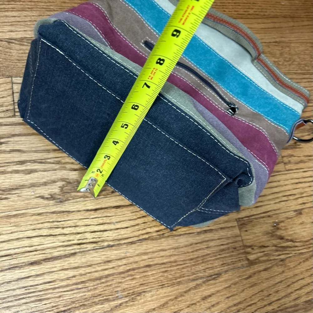 Snug Star | Canvas Striped Bucket Bag Colorful Crossbody NWT Green - Image 14