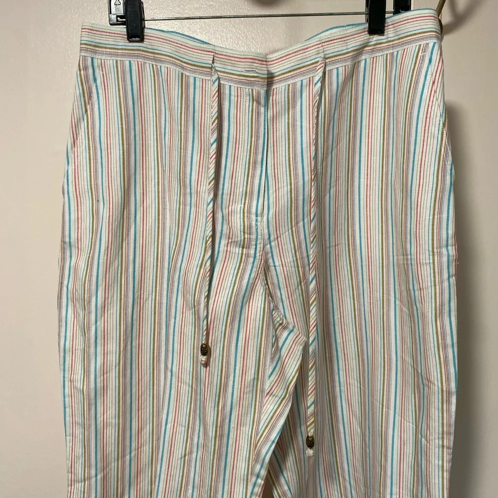 C.L.O.T.H.E.S Striped Linen Pants 54%linen 46%Rayon White Size XL - Image 2