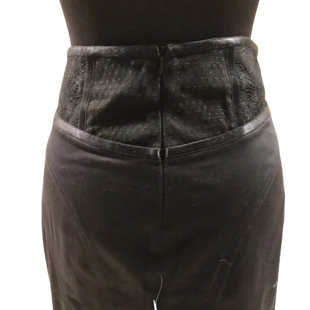 Cache Black Lace Bustier Pencil Skirt New 9" Back Split Satin Trim New $118 NWT - Image 5