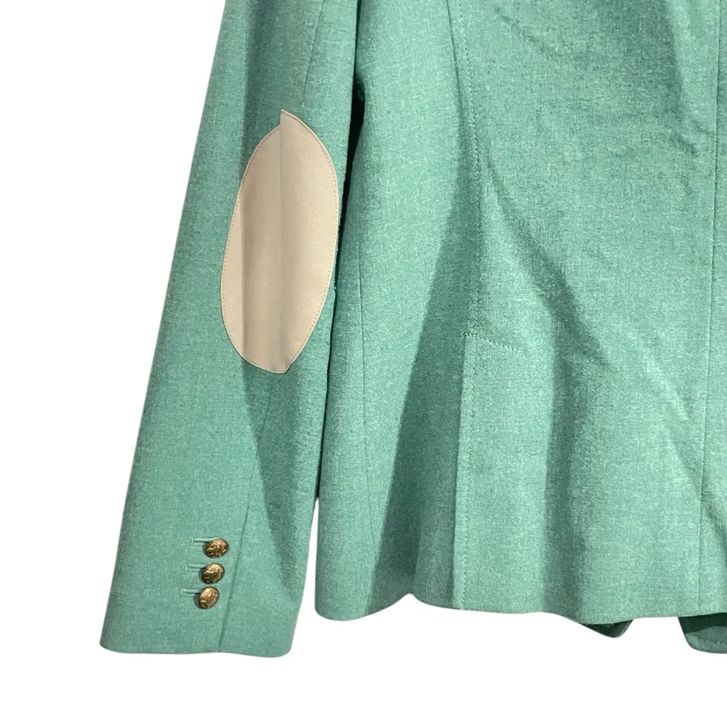 Banana Republic Mint Green Wool Blend blazer size 12 elbow patches - Image 6