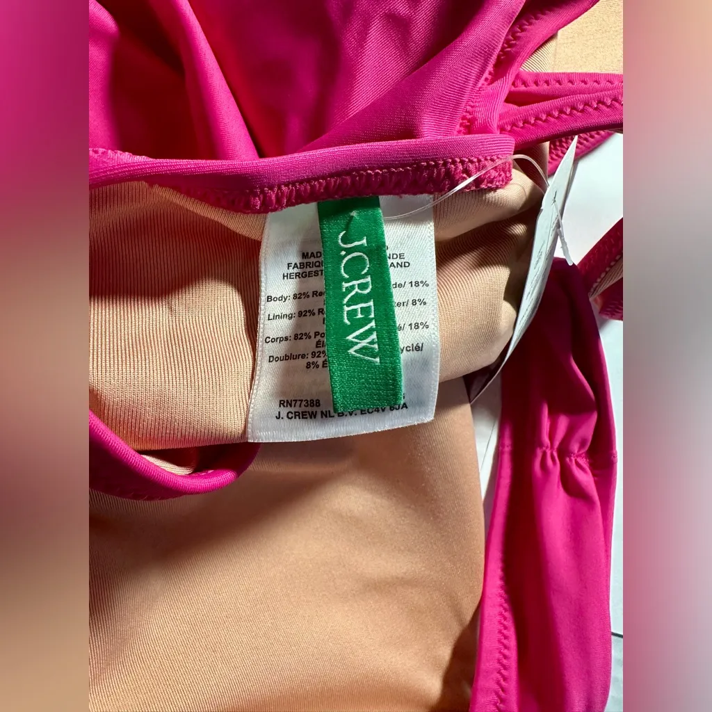 J Crew SwimSuit Women’s Size‎ 10 Pink Fuchsia Ruched One-Piece V Neck Beach NWT - Image 10