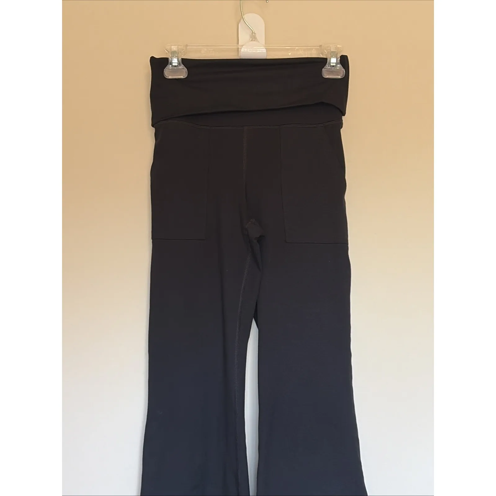 Offline Aerie Classic Black Hugger Foldover Flare Hi Rise Leggings Pants Small - Image 2