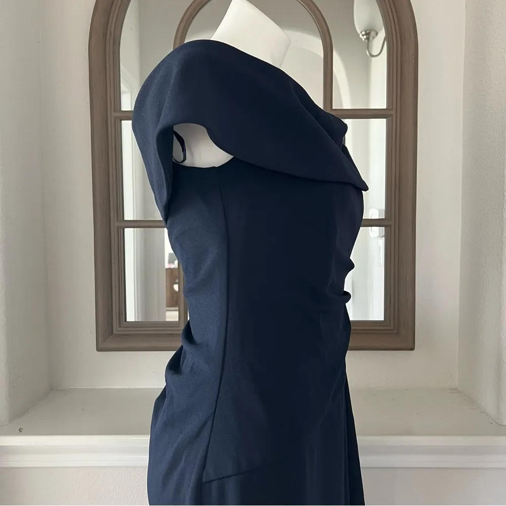 NEW Xscape Off-The-Shoulder Maxi Formal Evening Gown, Navy Petite Size 12 $199 - Image 6