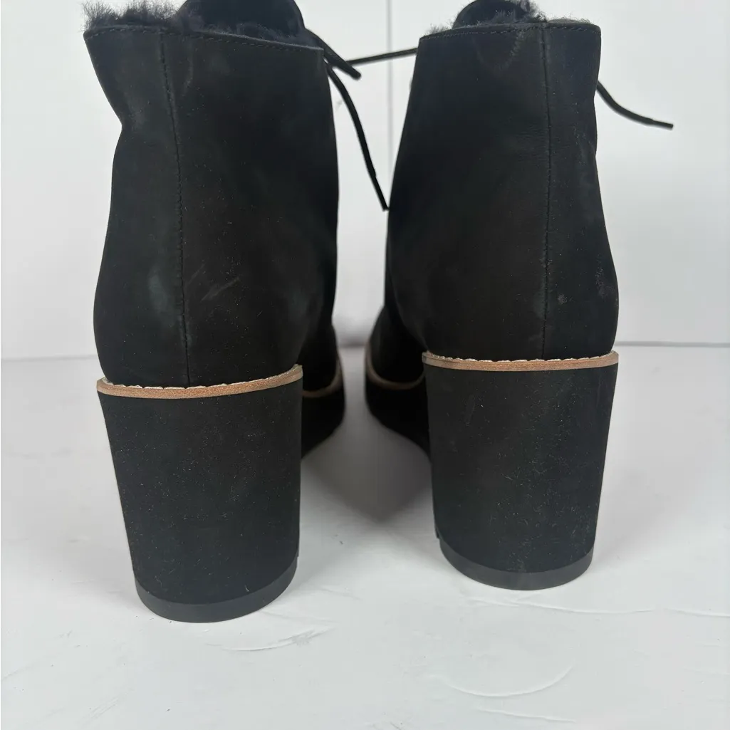 Eileen Fisher Women’s Sz 11 Alpine Suede Lace-Up Black Wedge Bootie - Image 4