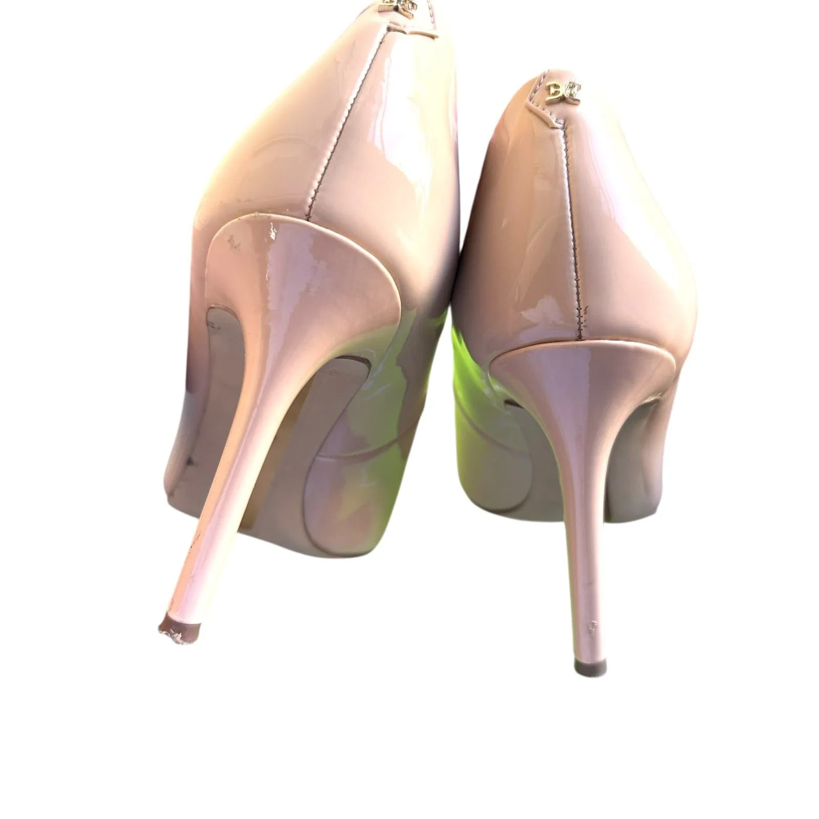 SAM EDELMAN Hazel‎ Beige Blush Pointed Toe Patent Leather Heel Sz 8 - Image 4