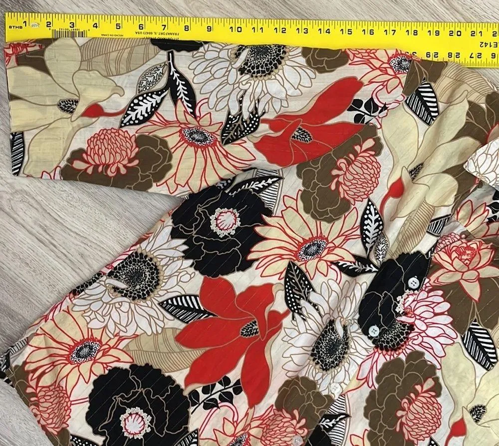 Multicolor Floral Print 3/4 Sleeve Button Down Shirt Size 18 - Image 11