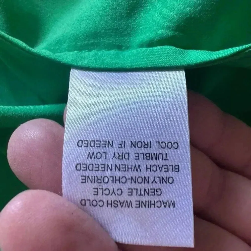 Anthropologie Daniel Rain Green Floral Print 3/4 Sleeve Tie Dress SZ M #2194 - Image 12